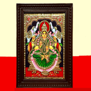 Green Gajalakshmi Thanjavur Painting